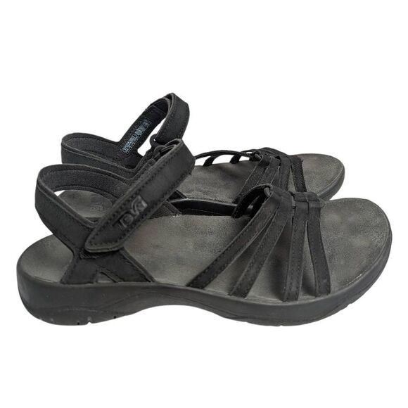 Teva Elzada Black Leather Strappy Comfort Sandals Womens 7 - Picture 2 of 7